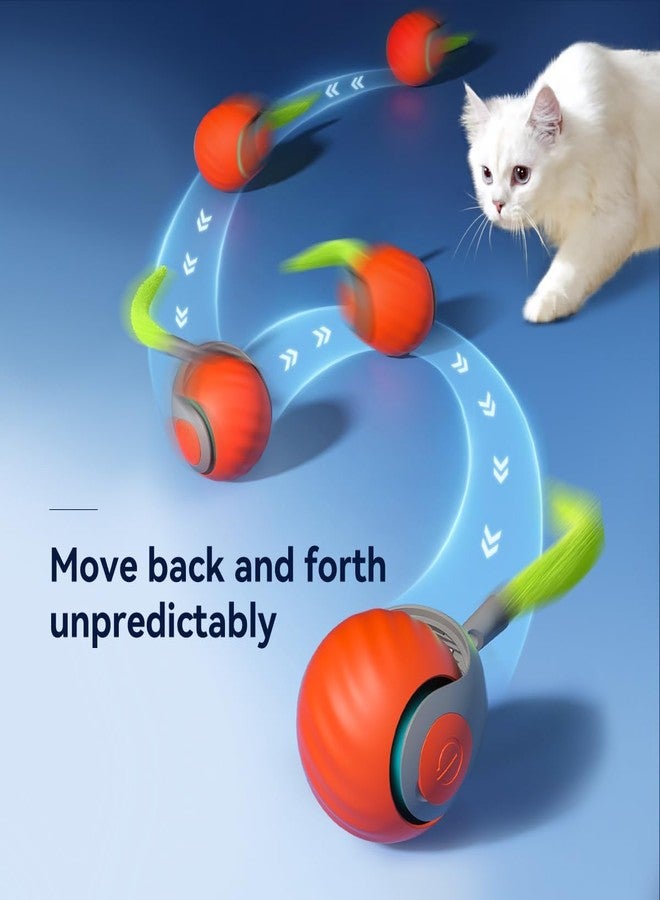 DARKFISH Automatic Rolling Cat Ball Toy, 2-Speed Modes, Teasing Tail & Bell Charm, Interactive Self Play Chasing Silicone Ball Toy for Indoor Cats - Image 3
